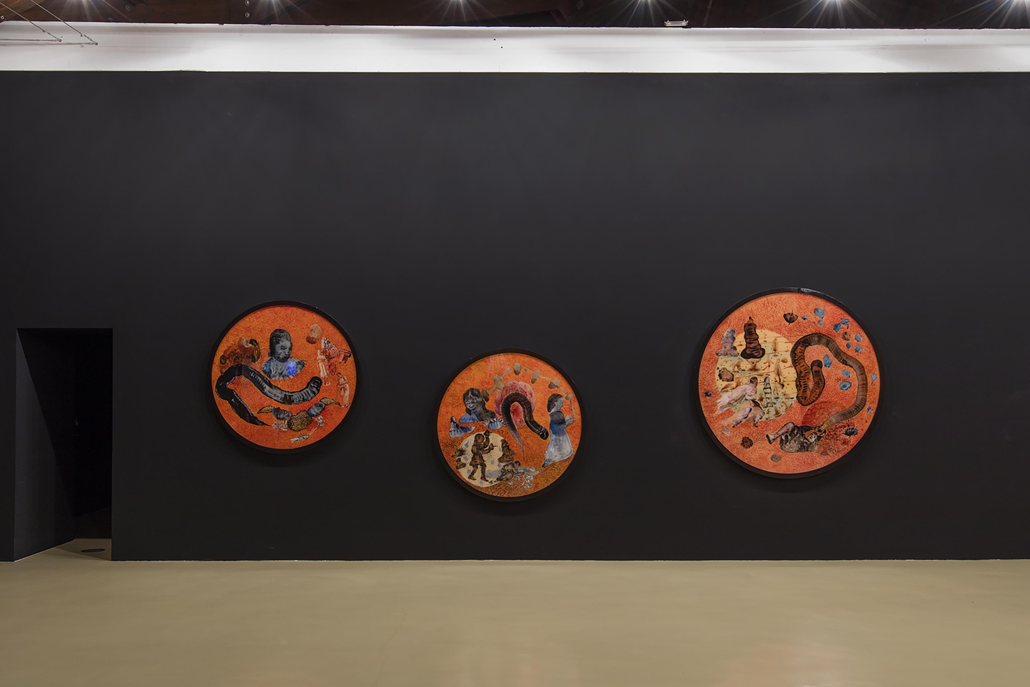 Nalini Malani, Listen I, 2009; Listen II 2009 e Angel III, 2009